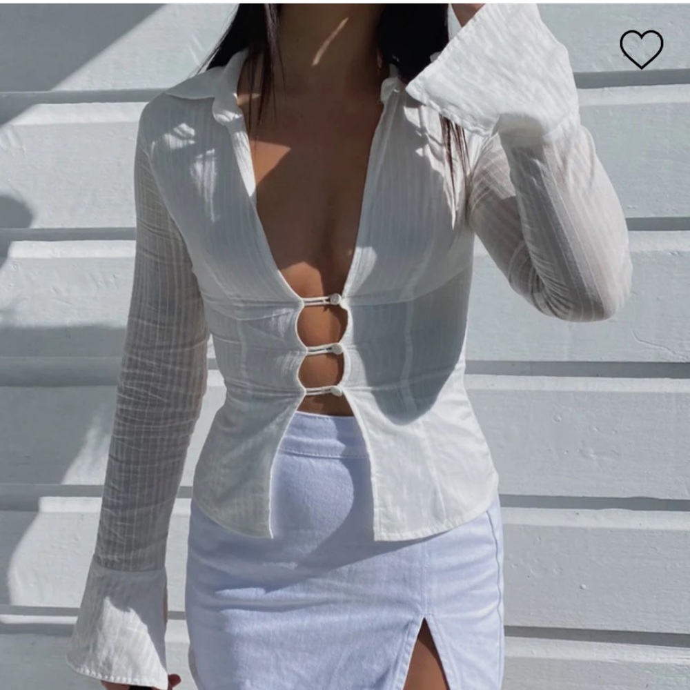 Princess Polly White Ring Detail Blouse